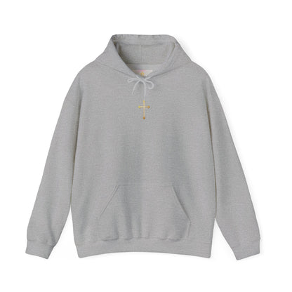 Women’s Gold Cross Hoodie – Christian Faith Hoodie with Front & Back Design