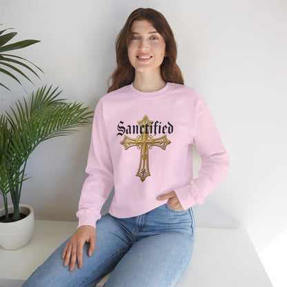 Sanctified Women's Gothic Cross Sweatshirt – Elegant Faith Wear