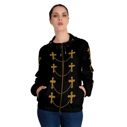 Golden Covenant Zip-Up Hoodie in Black - Christian Apparel