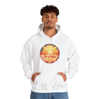 “Refined in Fire” Christian Hoodie – Bold Flame Design Faith Pullover