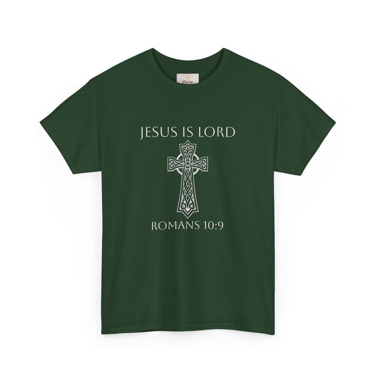 Jesus Is Lord – Romans 10:9 Men’s Bold Faith Tee (White Lettering)