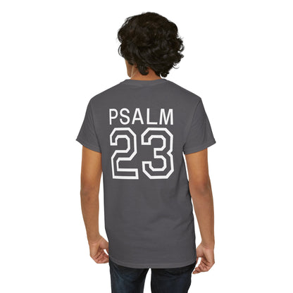 Psalm 23 Men’s T-Shirt – Inspired Sports-Style Shirt (White Numbering)