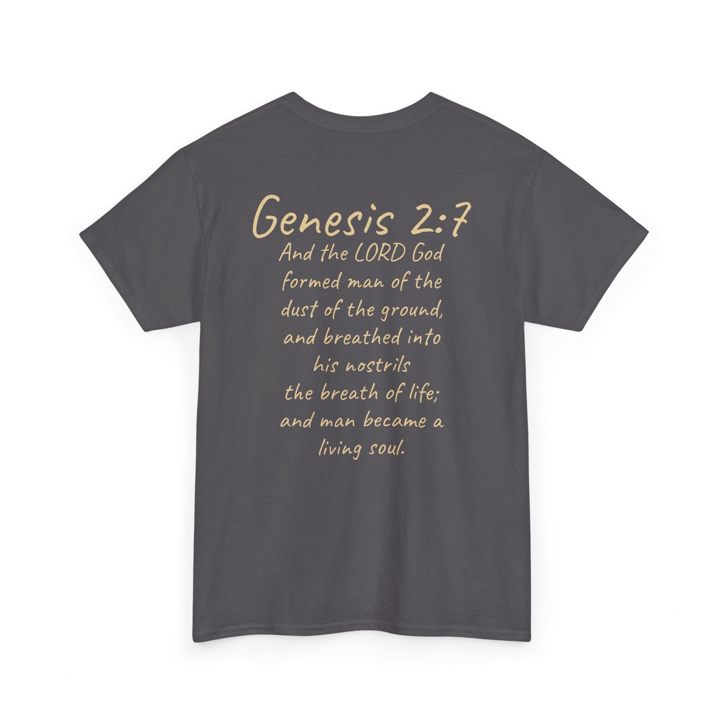 Formed from the Dust | Men’s Christian T-Shirt with Genesis 2:7 (Light Lettering)