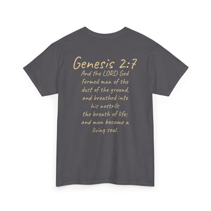 Formed from the Dust | Men’s Christian T-Shirt with Genesis 2:7 (Light Lettering)