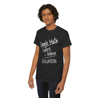 Simple Math of Salvation Men’s Christian T-Shirt (White Chalk)