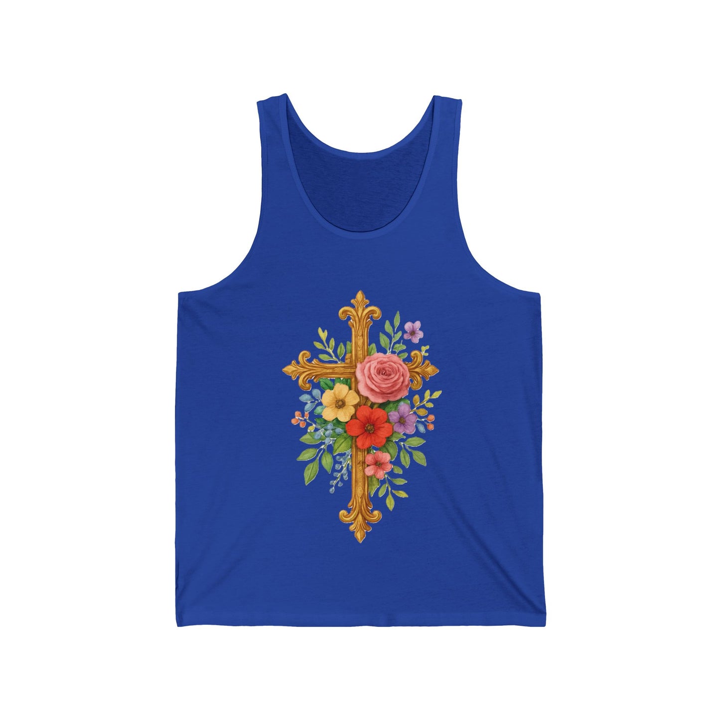 Floral Cross Women’s Tank Top – Faith That Shines