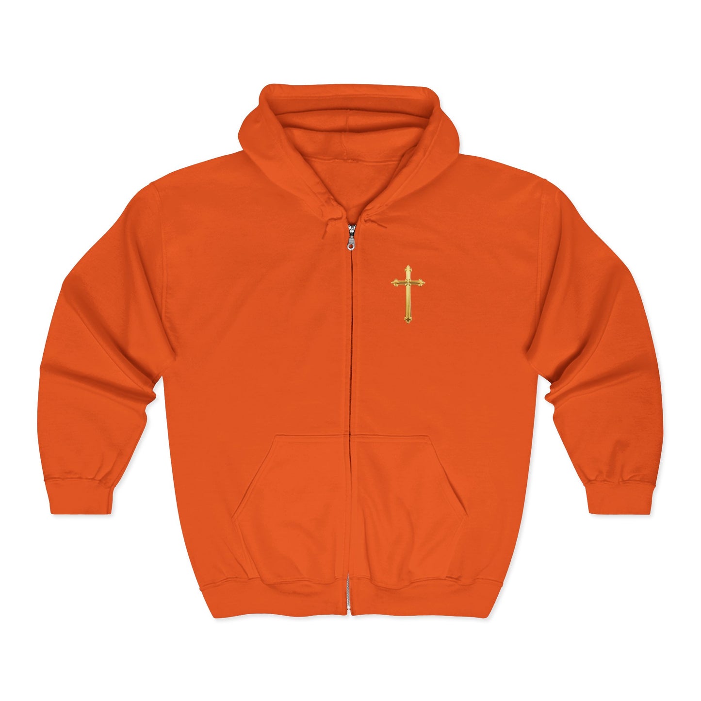 Golden Grace Women's Zip-Up Hoodie with Gold Cross Design