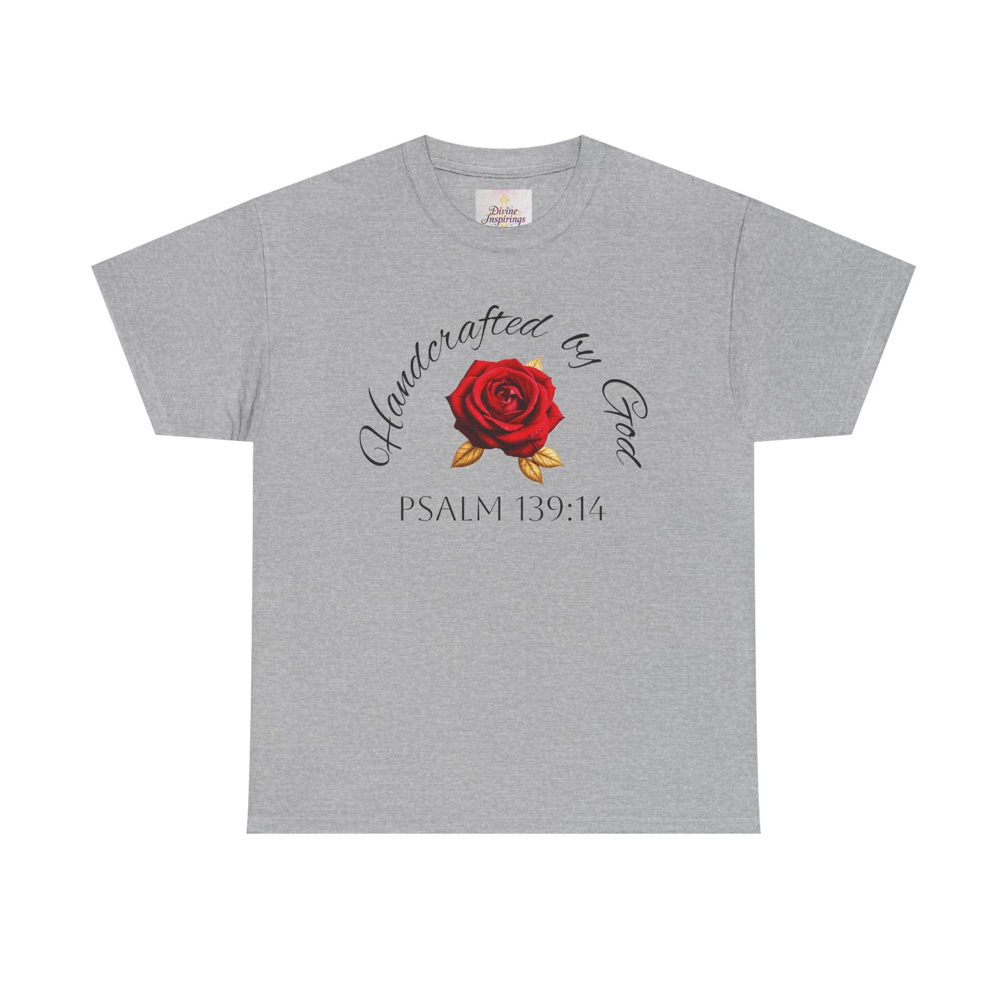 Handcrafted by God (Rose) - Woman's Christian T-Shirt (Dark Lettering)