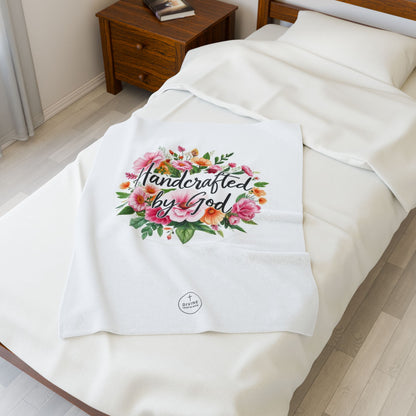 Handcrafted by God Plush Blanket – Inspirational Christian Design