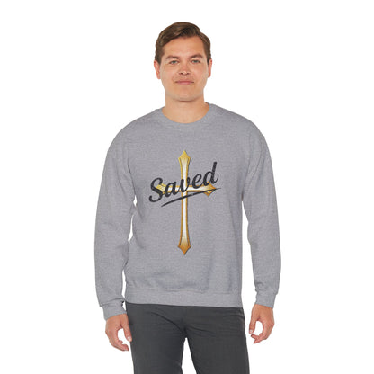 Saved Men's Sweatshirt – Christian Faith Apparel with Cross Design