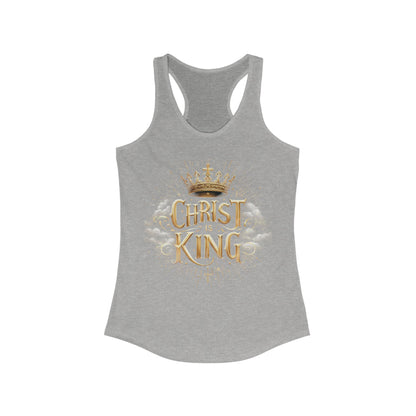 Christ the King | Women’s Racerback Tank – Golden Faith, Unshakable Strength