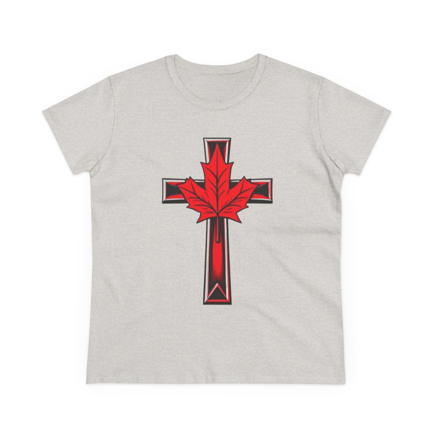Faith & Flag – Women’s Tee with Maple Leaf Cross