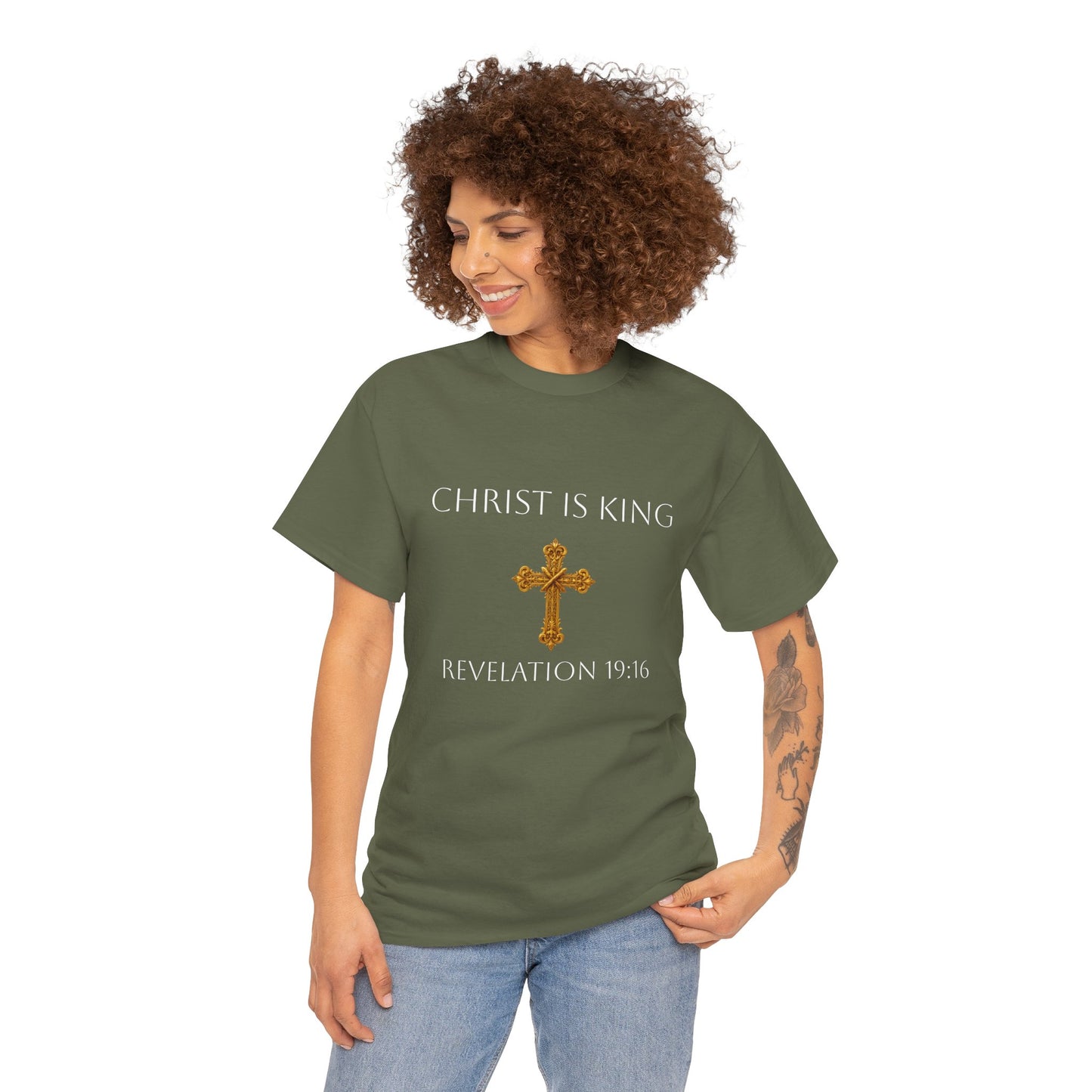 Christ is King Women’s Christian Tee (White Lettering)