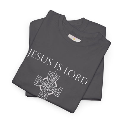 Women's Jesus is Lord Christian T-Shirt – Modern Cross Design (White Lettering)