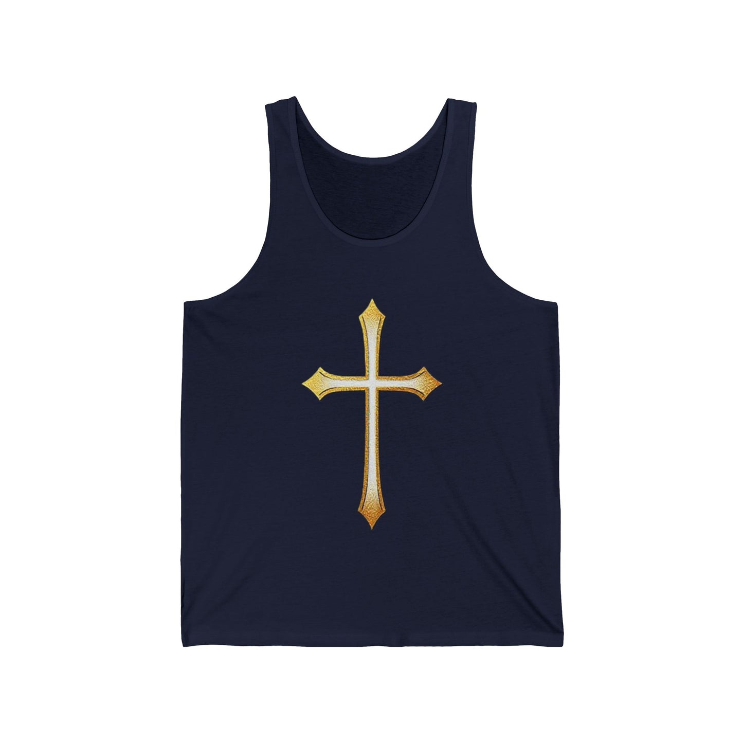 Women’s Gold Cross Tank Top – Christian Faith Apparel with Elegant Cross