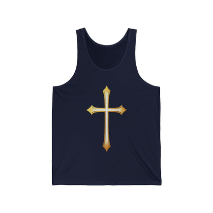 Women’s Gold Cross Tank Top – Christian Faith Apparel with Elegant Cross
