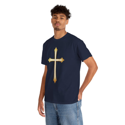 Men’s Gold Cross Tee – Christian Faith-Inspired Apparel