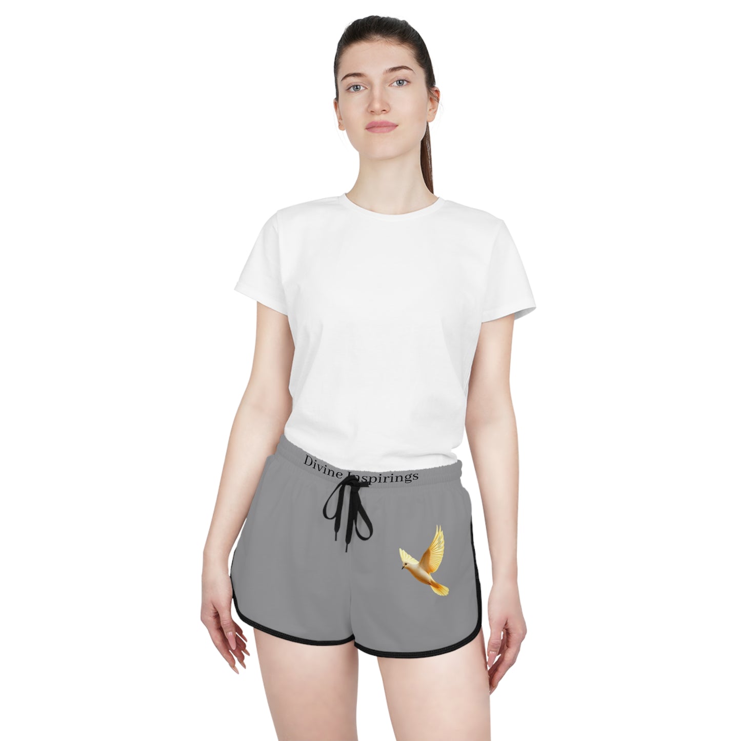 Peaceful Spirit Women's Shorts in Grey with Dove in Flight Design