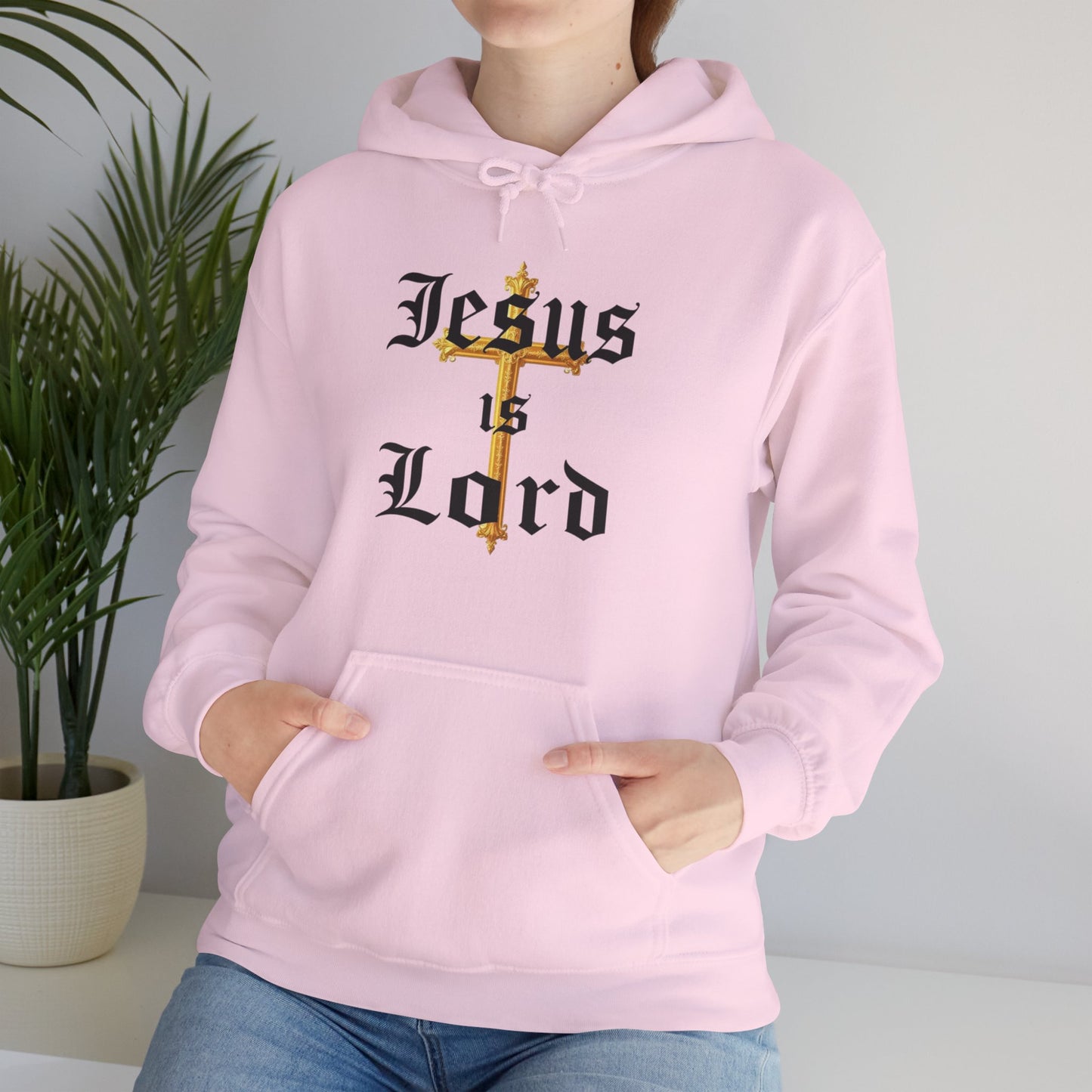 Women’s “Jesus is Lord” Christian Hoodie – Faith Statement Pullover with Cross