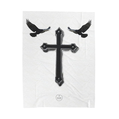 Faith in Flight: Riveted Cross & Crows Blanket