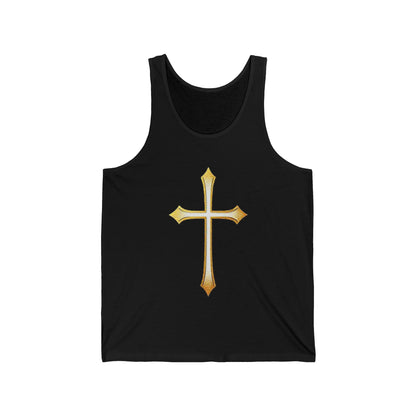 Women’s Gold Cross Tank Top – Christian Faith Apparel with Elegant Cross