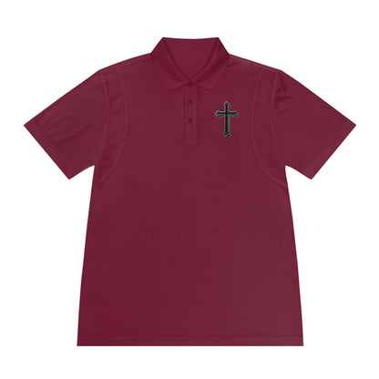 Men’s Black Cross Polo Shirt – Classic Faith-Inspired Style