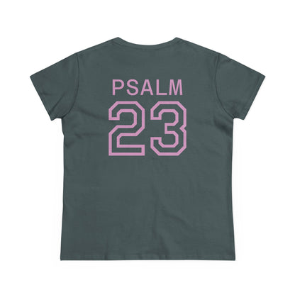 Psalm 23 Women’s Tee – Inspired Sports-Style Shirt (Pink Numbering)