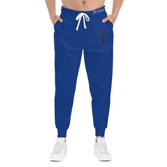 Men’s Black Cross Jogger Pants in Blue – Faith-Inspired Comfort & Everyday Style
