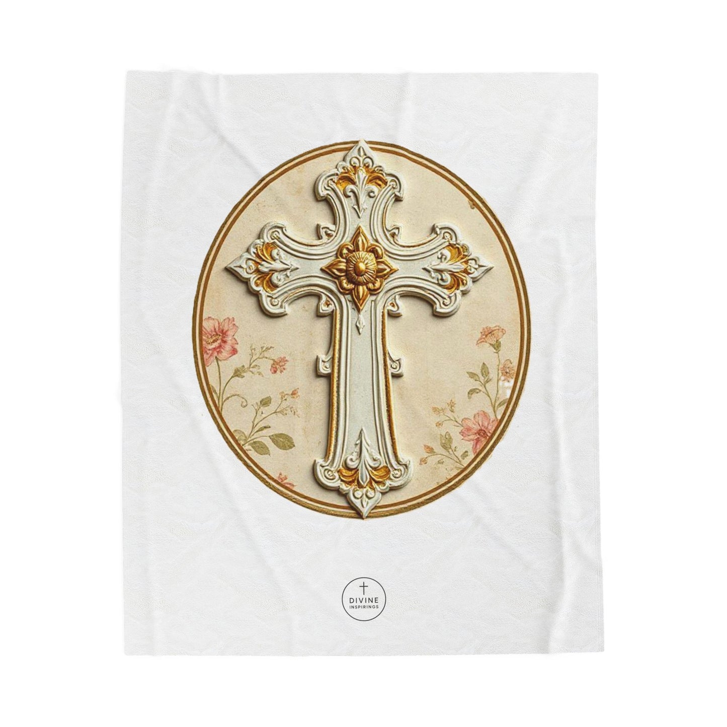 Floral Grace Velveteen Plush Blanket – Luxurious Christian Home Décor