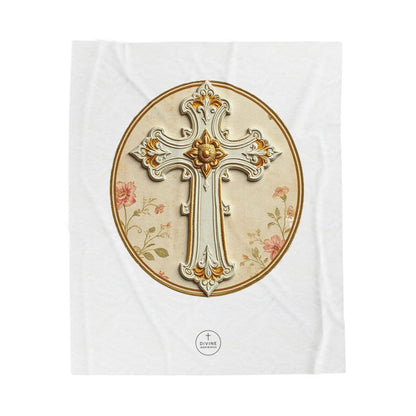 Floral Grace Velveteen Plush Blanket – Luxurious Christian Home Décor