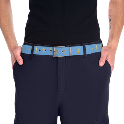 Light Belt in Blue – Gold Cross Pattern