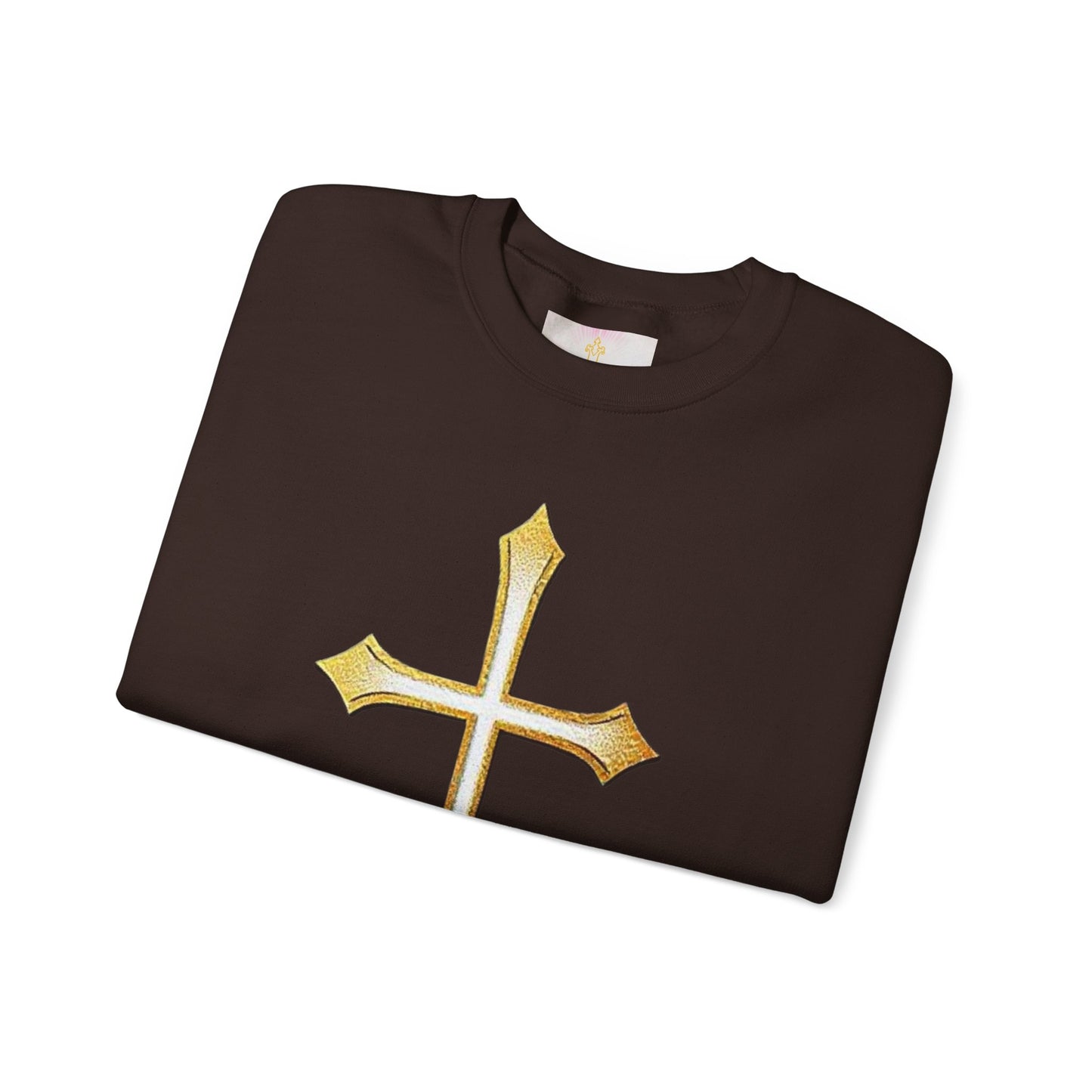 Men’s Gold Cross Sweatshirt – Bold Christian Faith Apparel
