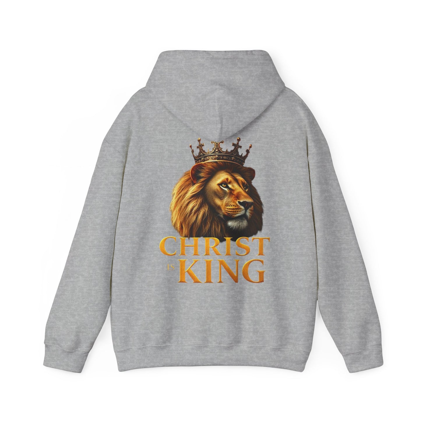 Alpha & Omega Power – Men’s Hoodie with Crowned Lion and Gold Cross