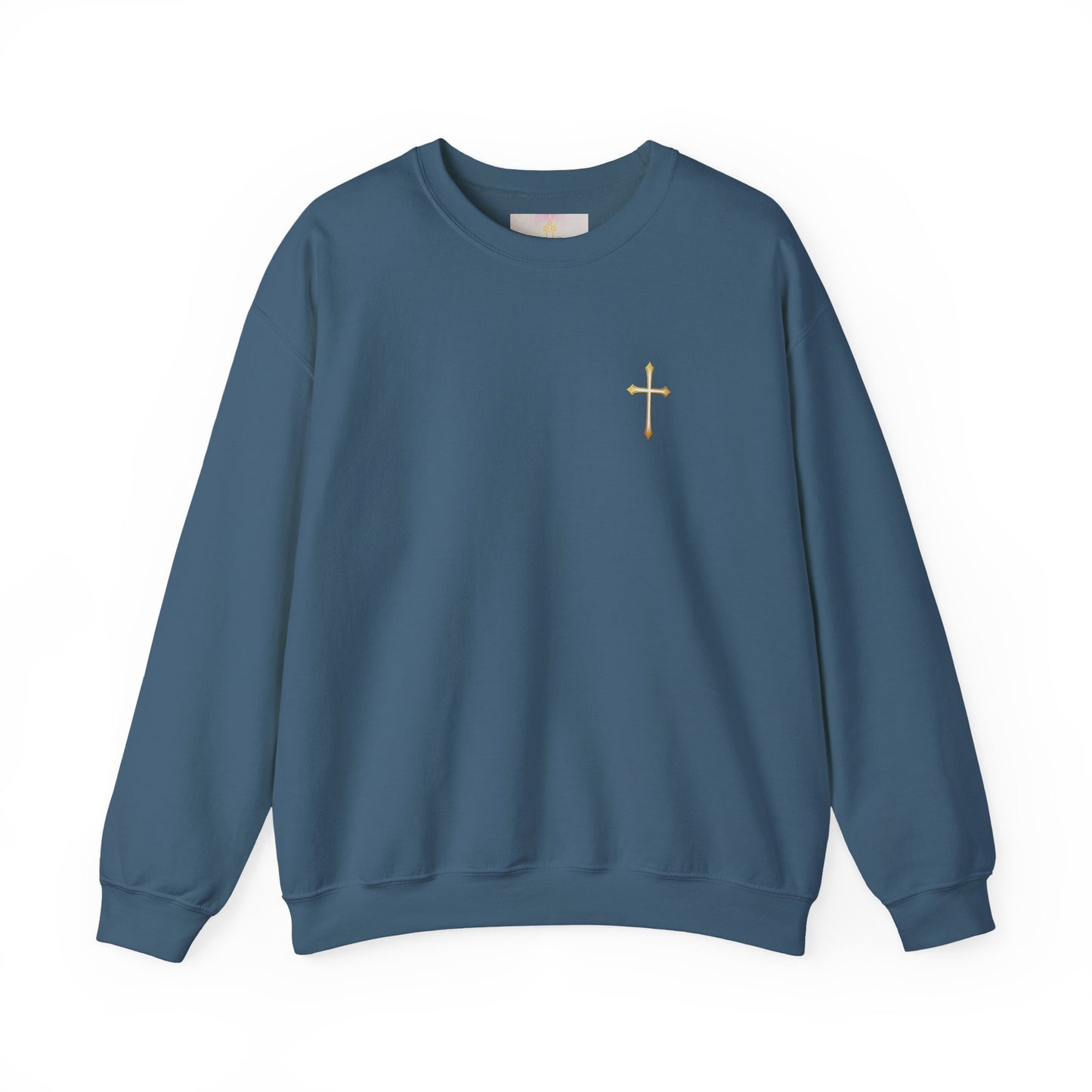 Men’s Elegance w/ Gold Cross Sweatshirt – Subtle Christian Faith Apparel