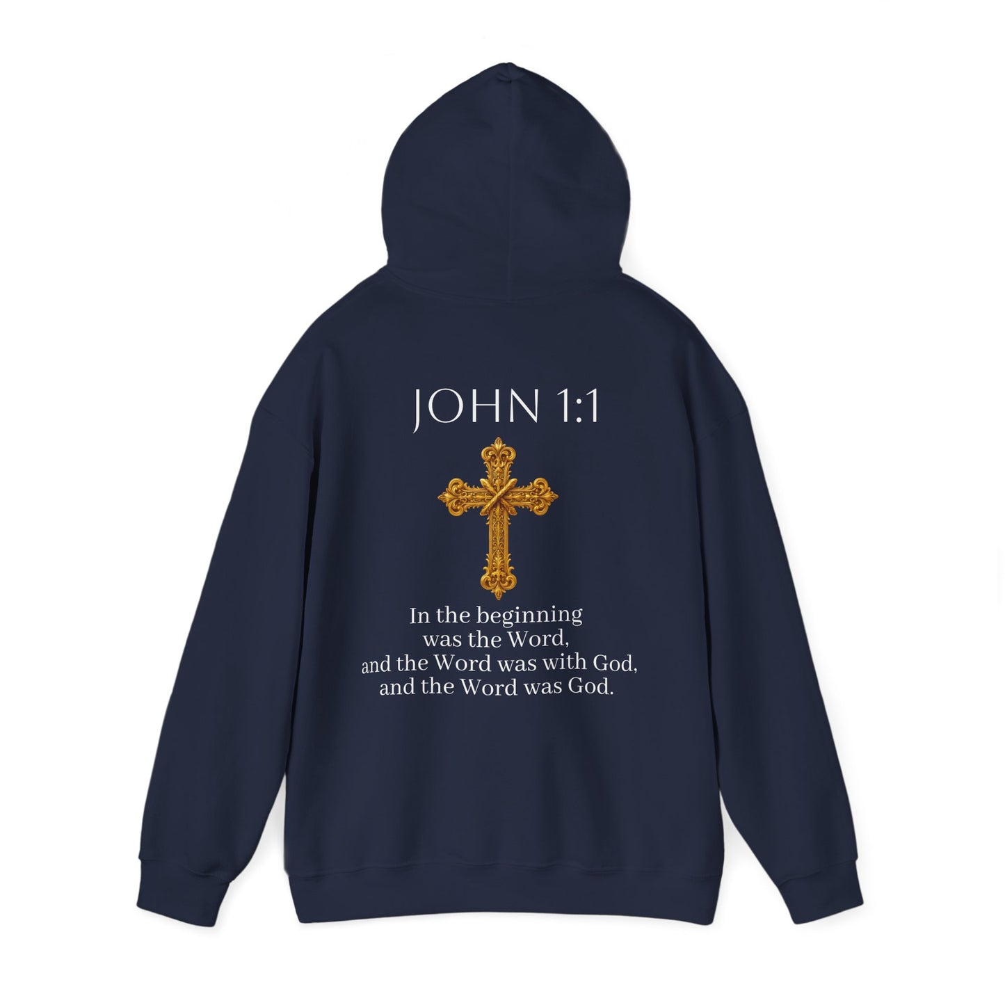 “The Word Eternal” – Men’s Christian Hoodie with White Lettering (John 1:1)