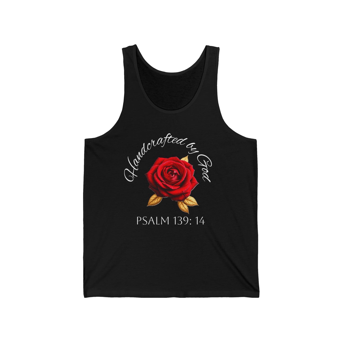 Handcrafted by God Rose Tank – White Lettering, Psalm 139:14
