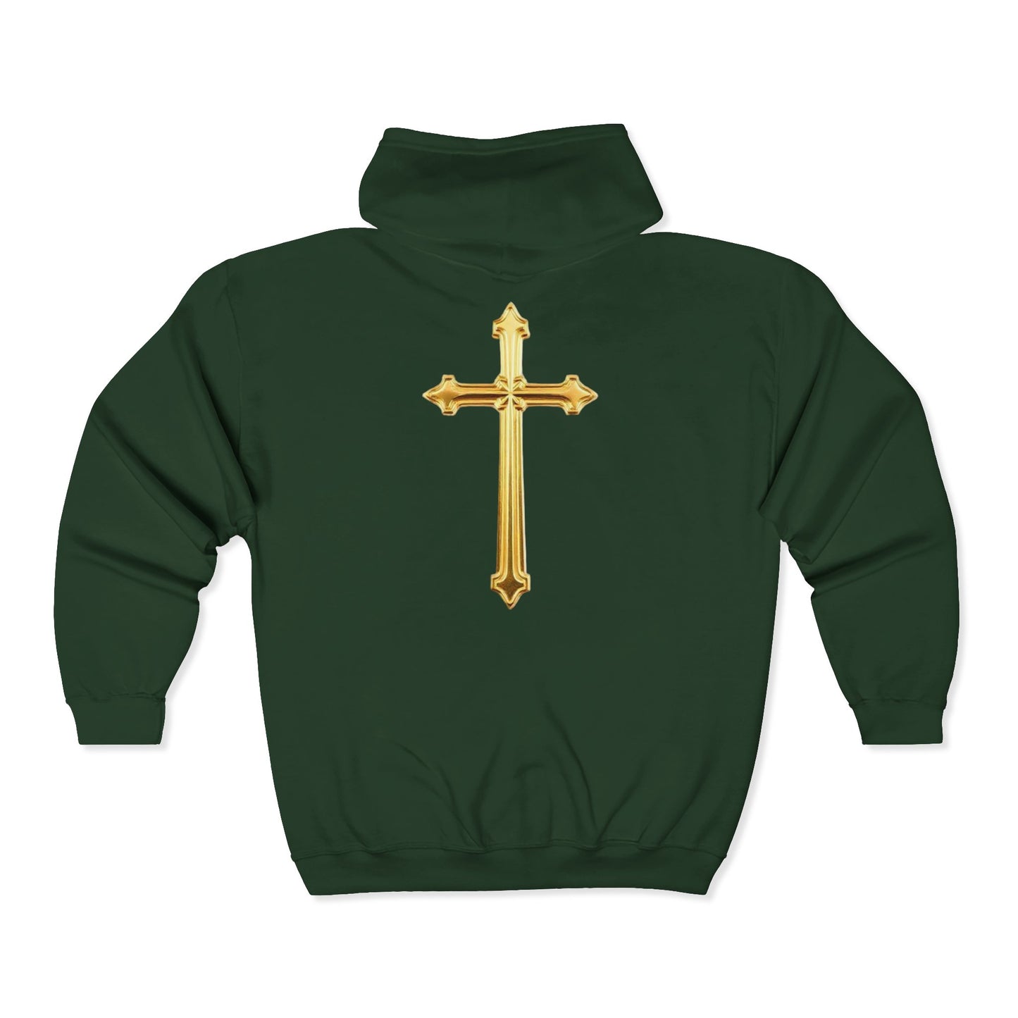 Golden Grace Women's Zip-Up Hoodie with Gold Cross Design