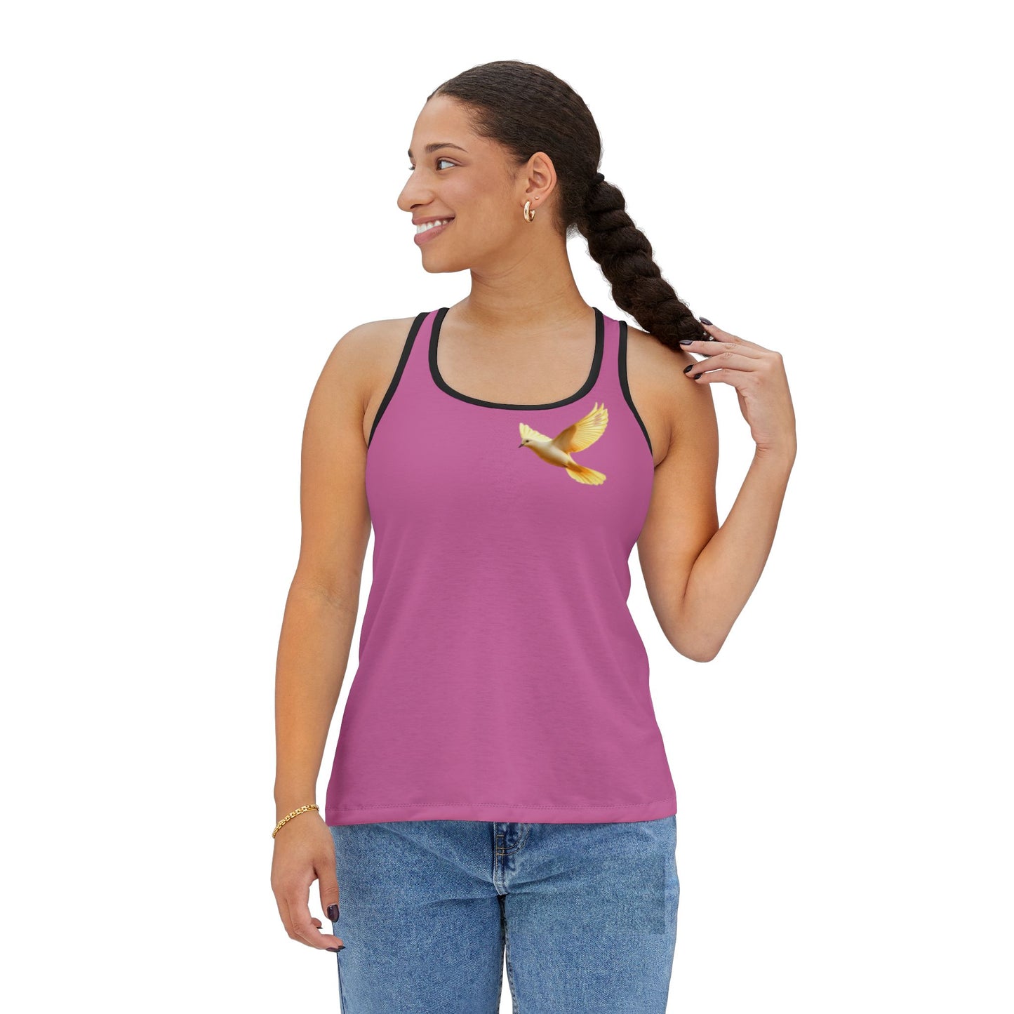 Golden Dove Women’s Christian Tank Top in Pink – Spirit of Peace and Power