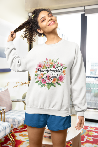 Women’s “Handcrafted By God” Christian Sweatshirt – Faith & Identity Pullover