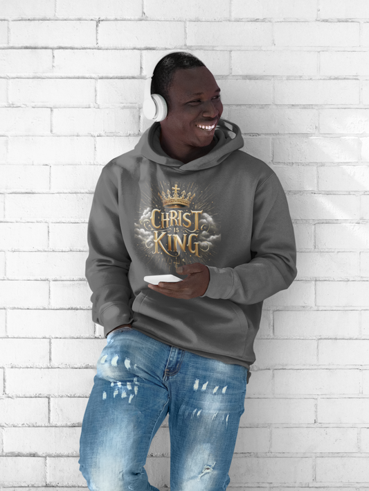 Men’s “Christ is King” Christian Hoodie – Bold Sovereignty Faith Pullover