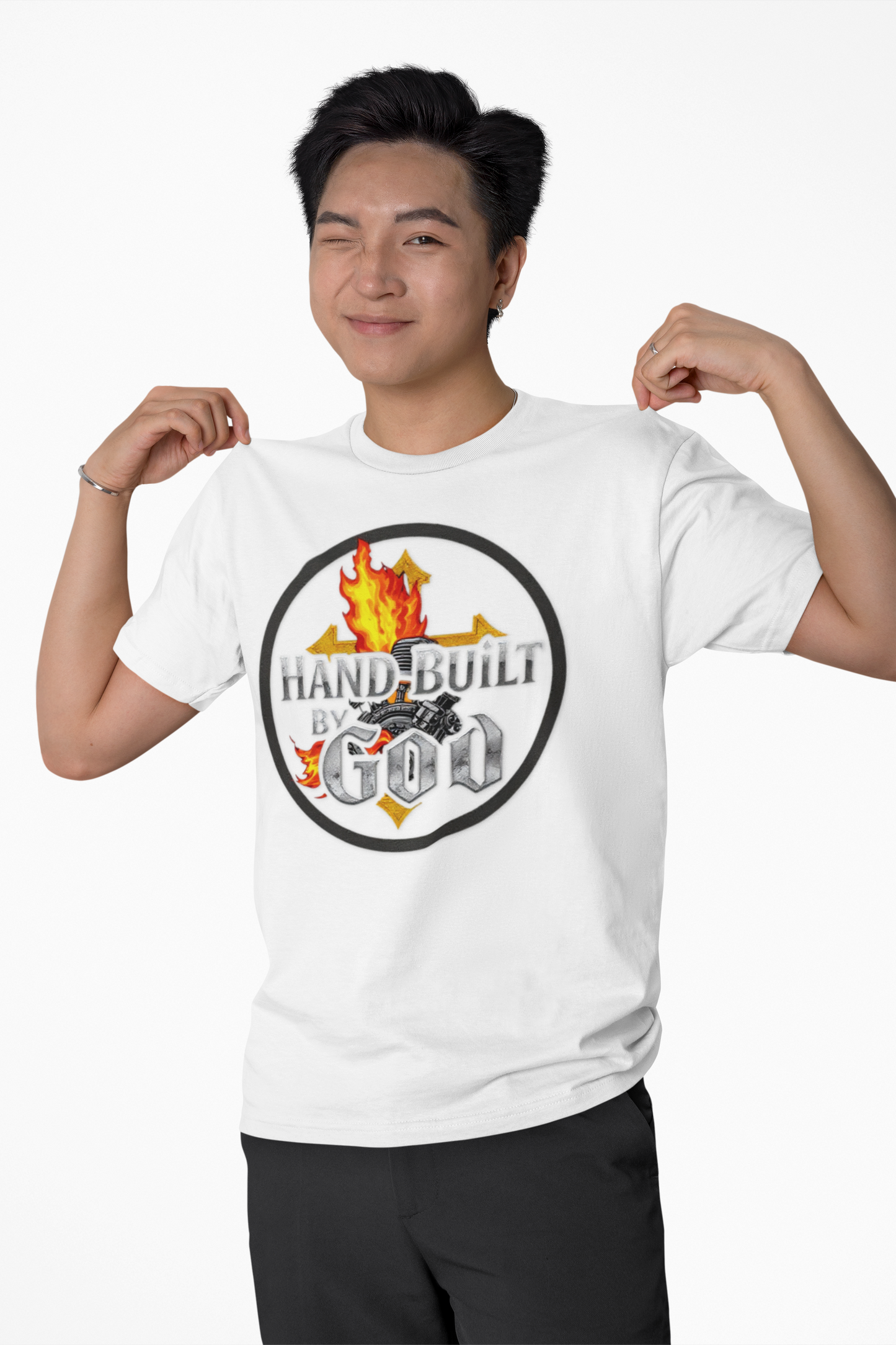 Men’s “Hand Built By God” Christian T-Shirt – Faith-Inspired Statement Tee