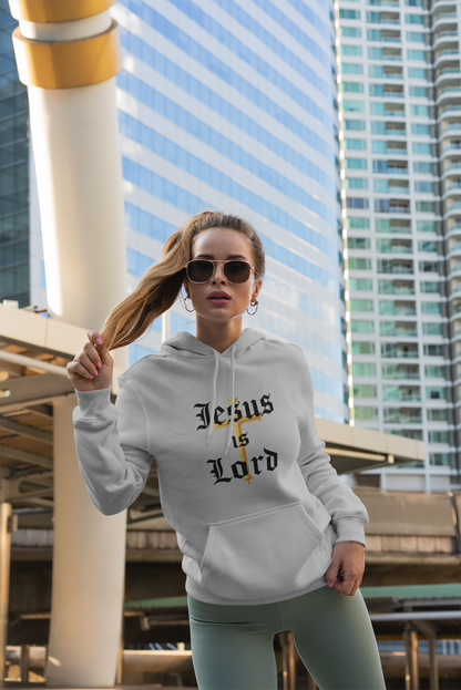 Women’s “Jesus is Lord” Christian Hoodie – Faith Statement Pullover with Cross
