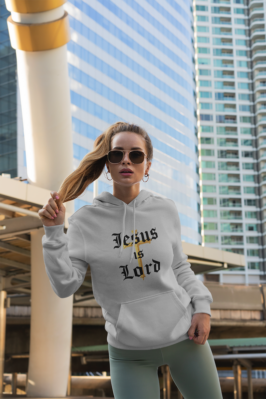Women’s “Jesus is Lord” Christian Hoodie – Faith Statement Pullover with Cross