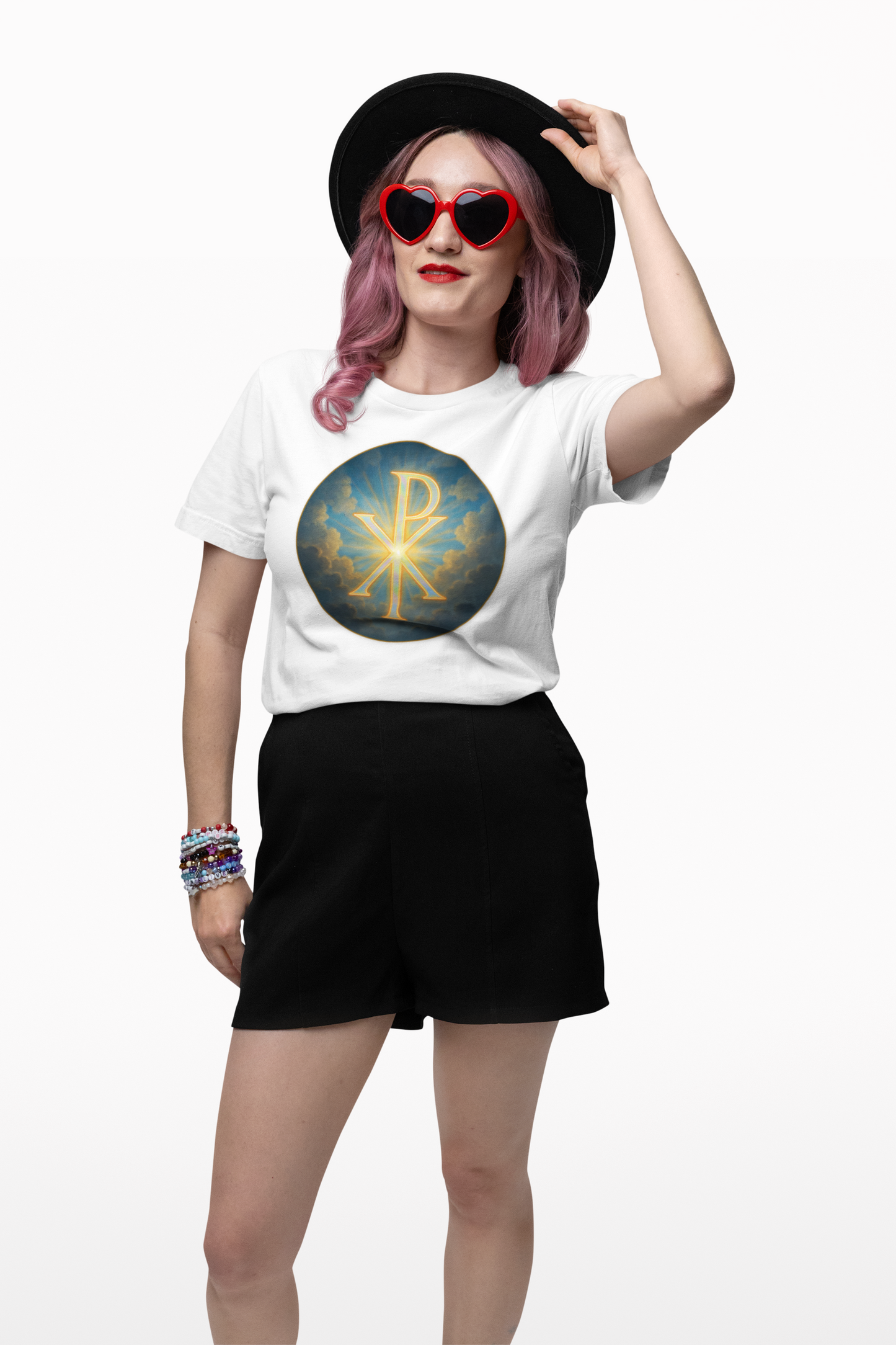 Women’s Christian T-Shirt with Chi Rho – Timeless Symbol of Faith Tee