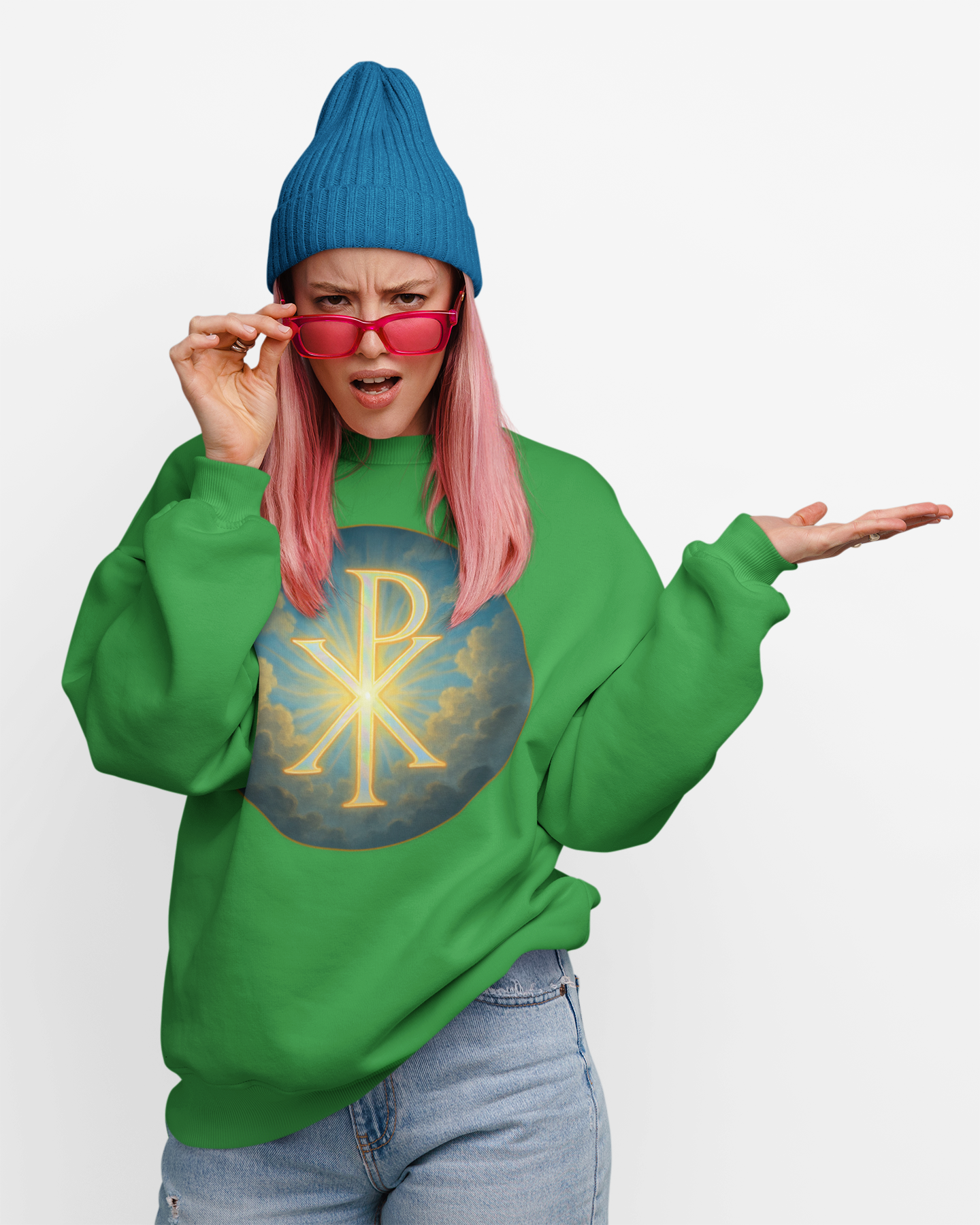 Women’s Christian Sweatshirt with Chi Rho – Classic Faith Symbol Pullover