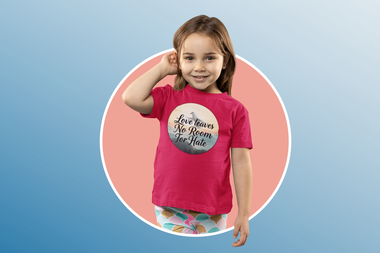 Toddler Girls “Love Leaves No Room for Hate” Faith-Based T-Shirt – Christian Tee