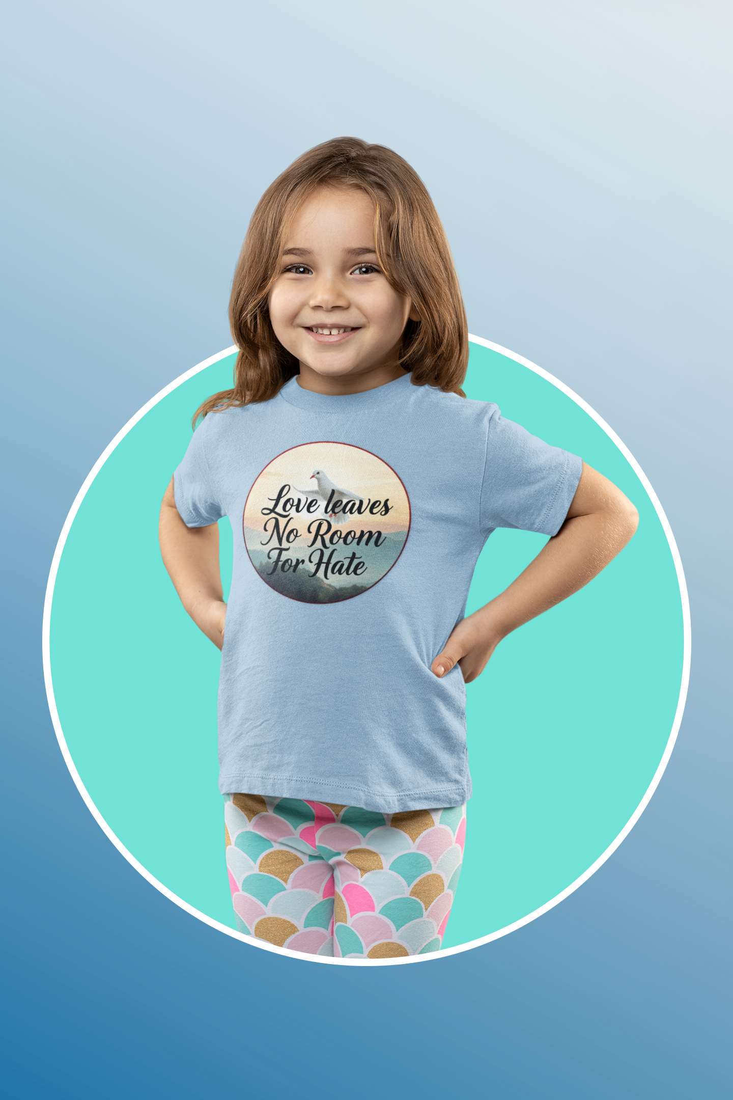 Toddler Girls “Love Leaves No Room for Hate” Faith-Based T-Shirt – Christian Tee
