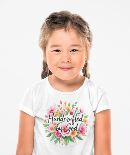 Toddler Girls “Handcrafted by God” Christian T-Shirt – Faith-Filled Girls Tee
