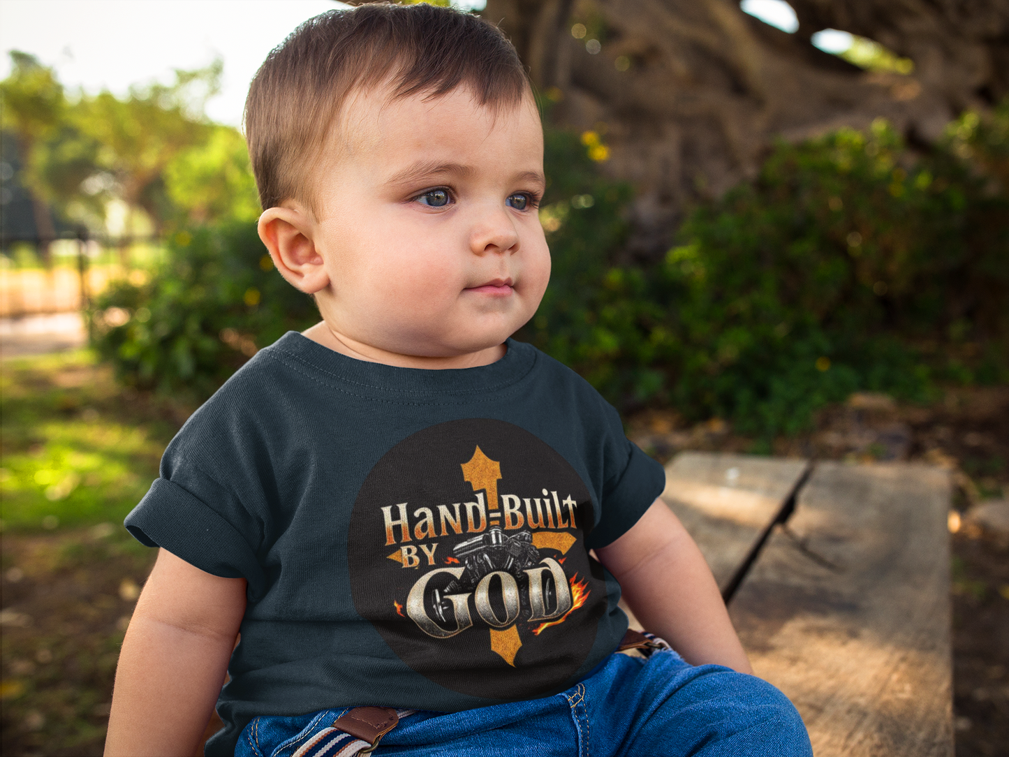 “Hand Built By God” Infant Boys Christian T-Shirt – Faith-Inspired Baby Tee
