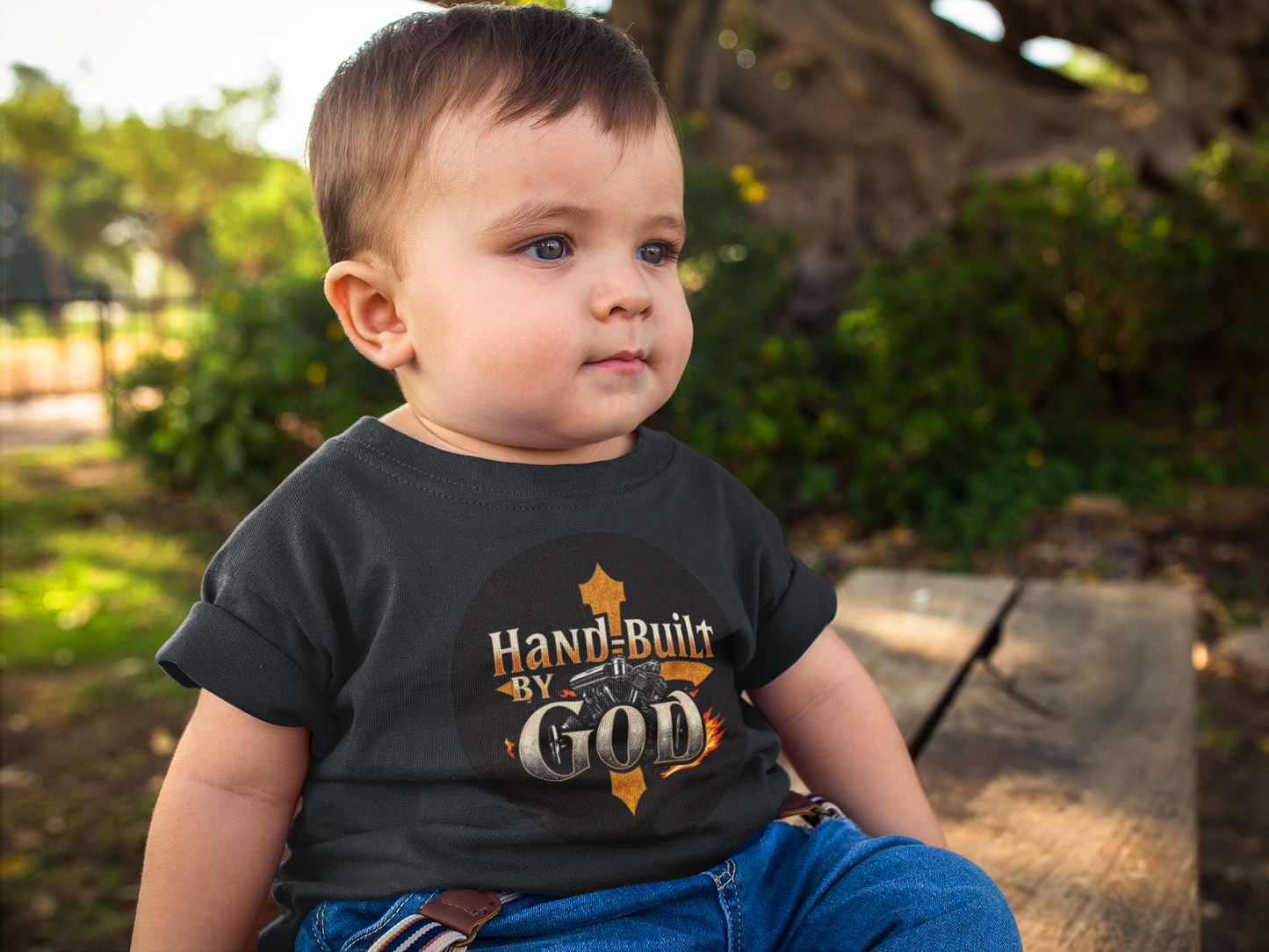 “Hand Built By God” Infant Boys Christian T-Shirt – Faith-Inspired Baby Tee
